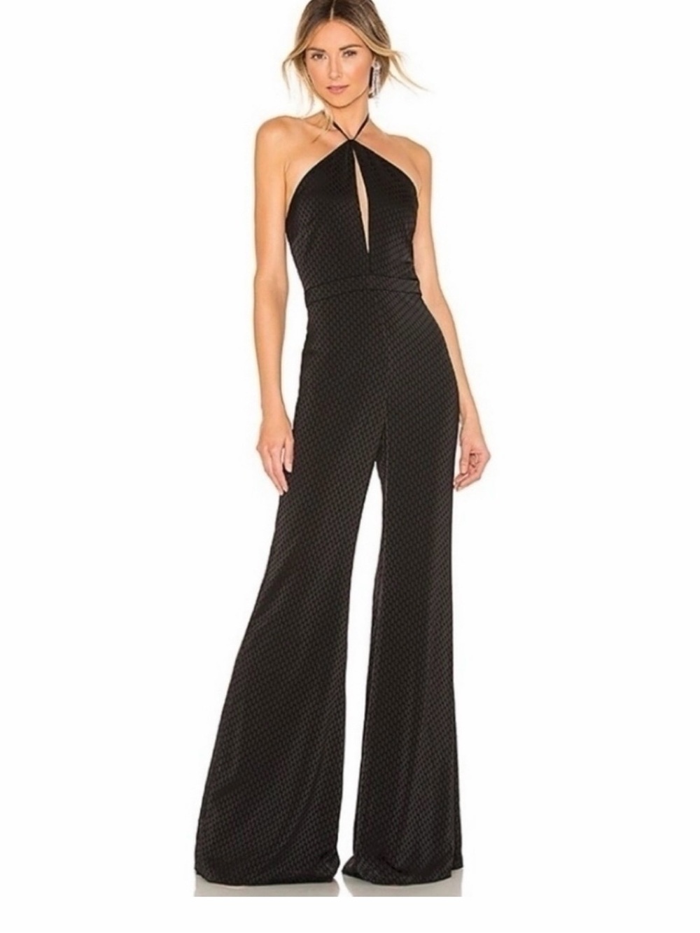 Alexis Black Halter Keyhole Wide-Leg Jumpsuit